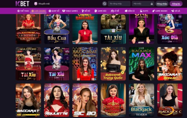 Các trò chơi phổ biến tại Live Casino Kbet